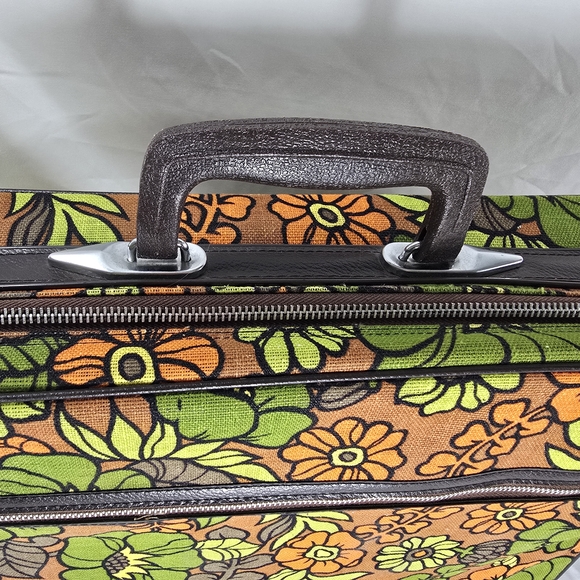 Vintage 1960s Floral Suitcase Briefcase Carry-On Bantam Travelware Mod Retro - Picture 2 of 9